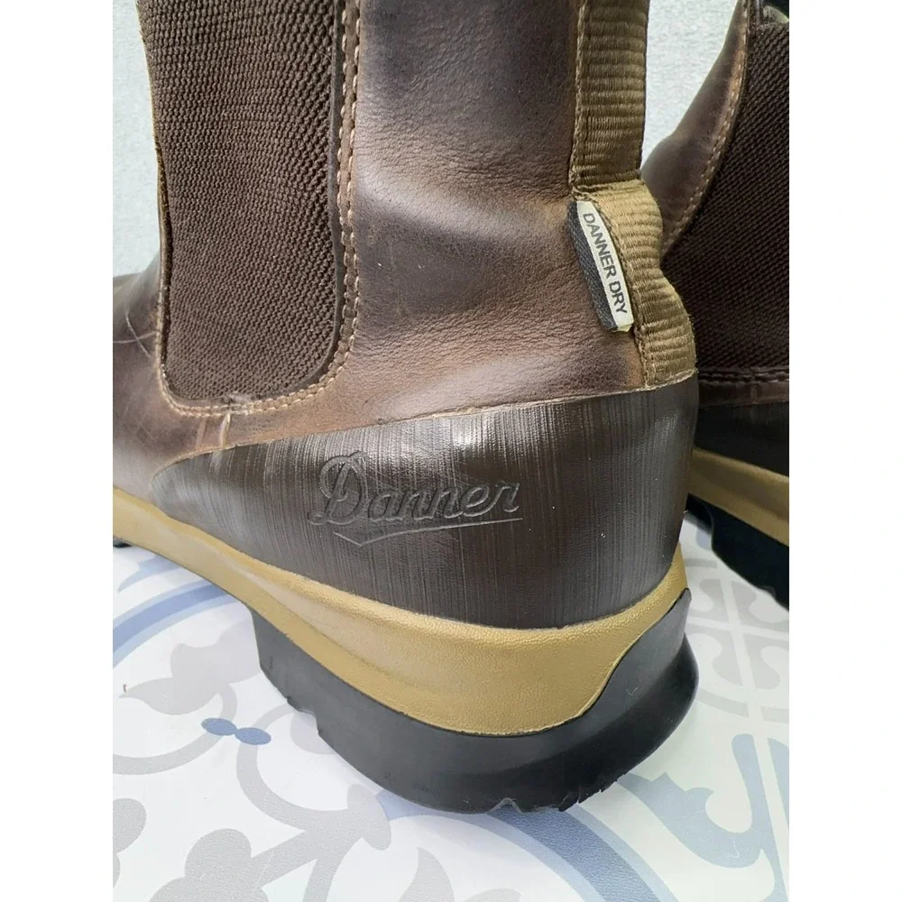 Danner Pub Garden Chelsea‎ Boots Mens 12 Chocolate Leather Rubber Waterproof USA